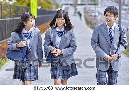 Stock Image - Japanese junior high students. Fotosearch