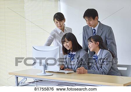 Stock Photograph - Japanese junior high students. Fotosearch