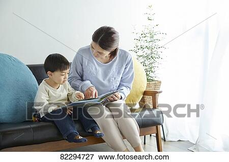 Stock Photo - Japanese kid and mother. Fotosearch