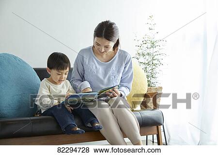 Stock Photo - Japanese kid and mother. Fotosearch