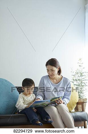 Stock Photo - Japanese kid and mother. Fotosearch