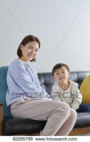 Stock Photo - Japanese kid and mother. Fotosearch