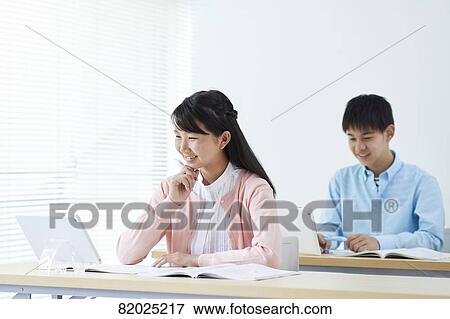 Japanese kids studying View Large Photo Image Stock Photo - Japanese kids studying. Fotosearch