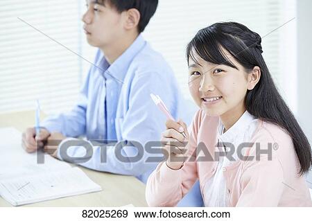 Japanese kids studying View Large Photo Image Stock Photo - Japanese kids studying. Fotosearch