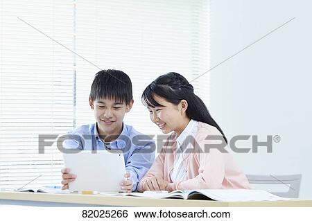 Japanese kids studying View Large Photo Image Stock Photograph - Japanese kids studying. Fotosearch