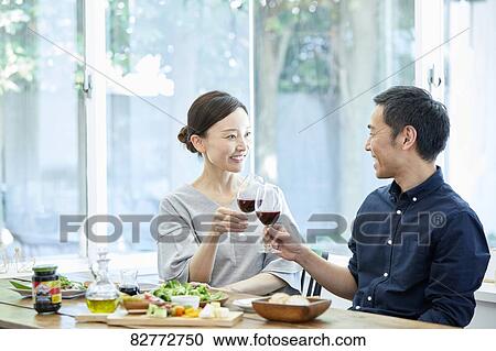Japanese mature couple eating View Large Photo Image Stock Image - Japanese mature couple eating. Fotosearch