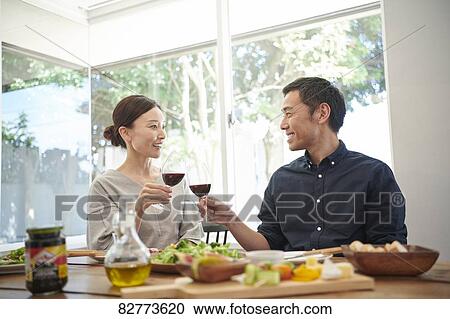 Japanese mature couple eating View Large Photo Image Stock Image - Japanese mature couple eating. Fotosearch