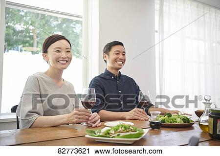 Japanese mature couple eating View Large Photo Image Stock Image - Japanese mature couple eating. Fotosearch