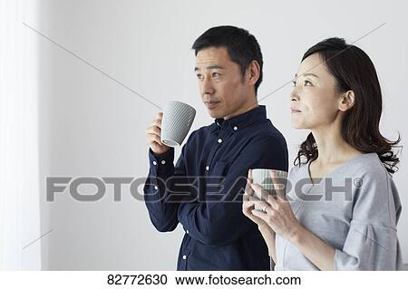 Stock Image - Japanese mature couple. Fotosearch