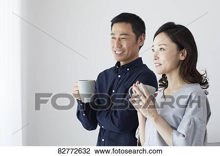 Stock Image - Japanese mature couple. Fotosearch