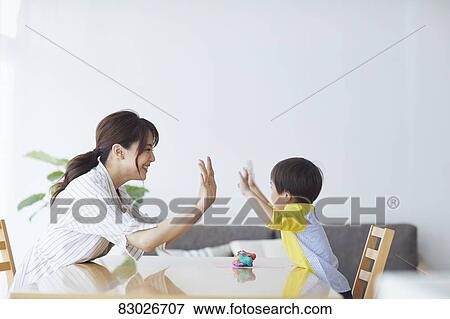 Japanese mother and kid playing View Large Photo Image Stock Photo - Japanese mother and kid playing. Fotosearch