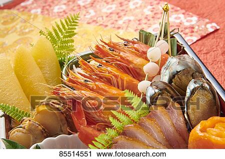 Stock Image - Japanese New Year traditional Osechi dishes. Fotosearch