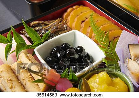 Japanese New Year traditional Osechi dishes View Large Photo Image Stock Image - Japanese New Year traditional Osechi dishes. Fotosearch