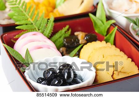 Stock Photo - Japanese New Year traditional Osechi dishes. Fotosearch