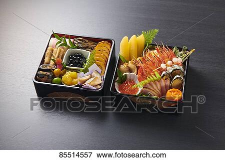Japanese New Year traditional Osechi dishes View Large Photo Image Stock Photo - Japanese New Year traditional Osechi dishes. Fotosearch