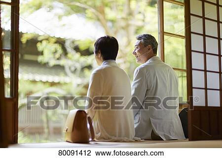 Japanese senior couple having fun at traditional inn View Large Photo Image Stock Image - Japanese senior couple having fun at traditional inn. Fotosearch