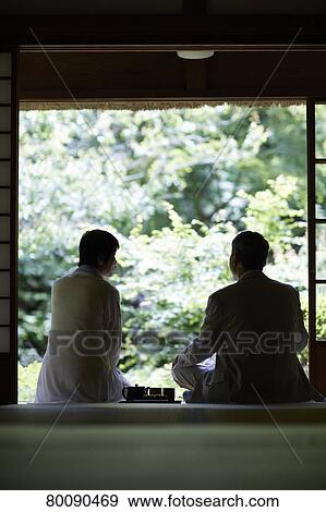 Japanese senior couple having fun at traditional inn View Large Photo Image Stock Photo - Japanese senior couple having fun at traditional inn. Fotosearch