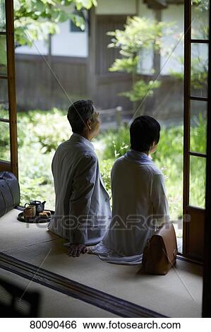 Japanese senior couple having fun at traditional inn View Large Photo Image Stock Photograph - Japanese senior couple having fun at traditional inn. Fotosearch