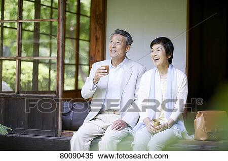 Japanese senior couple having fun at traditional inn View Large Photo Image Stock Photography - Japanese senior couple having fun at traditional inn. Fotosearch