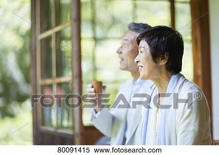 Japanese senior couple having fun at traditional inn View Large Photo Image Stock Photography - Japanese senior couple having fun at traditional inn. Fotosearch
