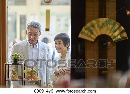 Japanese senior couple shopping View Large Photo Image Stock Image - Japanese senior couple shopping. Fotosearch