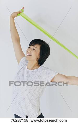 Japanese senior woman training View Large Photo Image Stock Photo - Japanese senior woman training. Fotosearch