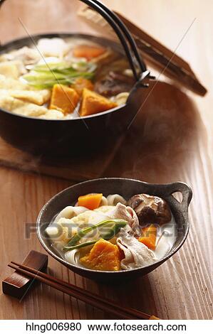 Stock Image - Japanese style Houtou noodles. Fotosearch