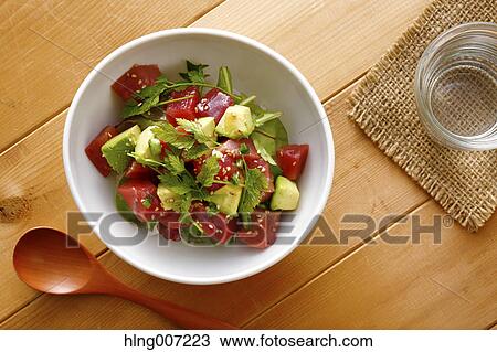 Japanese style tuna and avocado bowl View Large Photo Image Stock Image - Japanese style tuna and avocado bowl. Fotosearch
