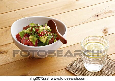 Japanese style tuna and avocado bowl View Large Photo Image Stock Photo - Japanese style tuna and avocado bowl. Fotosearch