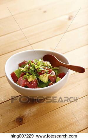 Japanese style tuna and avocado bowl View Large Photo Image Stock Photo - Japanese style tuna and avocado bowl. Fotosearch