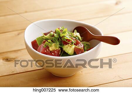 Japanese style tuna and avocado bowl View Large Photo Image Stock Photography - Japanese style tuna and avocado bowl. Fotosearch