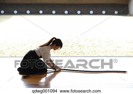 Picture - Japanese traditional archery athlete practicing. Fotosearch