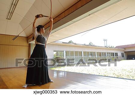 Japanese traditional archery athlete practicing View Large Photo Image Stock Image - Japanese traditional archery athlete practicing. Fotosearch