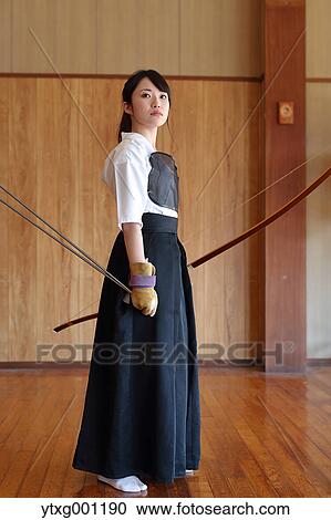Stock Image - Japanese traditional archery athlete portrait. Fotosearch