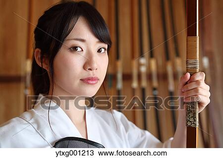 Stock Image - Japanese traditional archery athlete portrait. Fotosearch