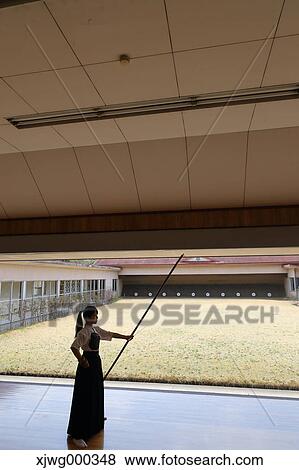 Stock Photo - Japanese traditional archery athlete practicing. Fotosearch
