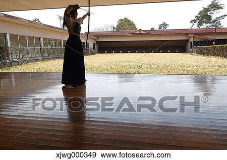Japanese traditional archery athlete practicing View Large Photo Image Stock Photo - Japanese traditional archery athlete practicing. Fotosearch