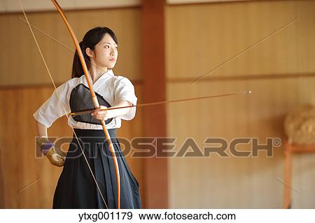 Japanese traditional archery athlete practicing View Large Photo Image Stock Photo - Japanese traditional archery athlete practicing. Fotosearch