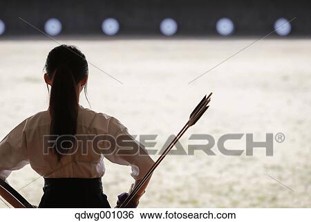 Stock Photograph - Japanese traditional archery athlete practicing. Fotosearch