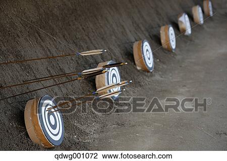 Stock Image - Japanese traditional archery targets hit by arrows. Fotosearch