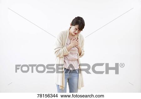 Picture - Japanese woman on white background. Fotosearch