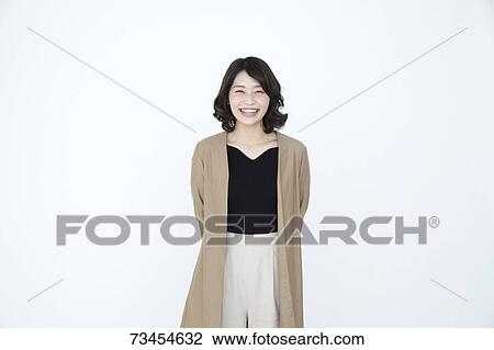Japanese woman on white background View Large Photo Image Stock Image - Japanese woman on white background. Fotosearch