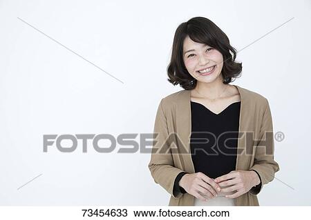 Japanese woman on white background View Large Photo Image Stock Image - Japanese woman on white background. Fotosearch