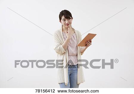 Japanese woman on white background View Large Photo Image Stock Image - Japanese woman on white background. Fotosearch