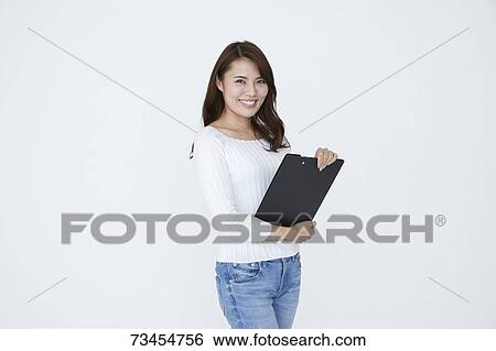 Japanese woman on white background View Large Photo Image Stock Photograph - Japanese woman on white background. Fotosearch