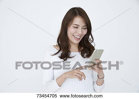 Stock Photography - Japanese woman on white background. Fotosearch
