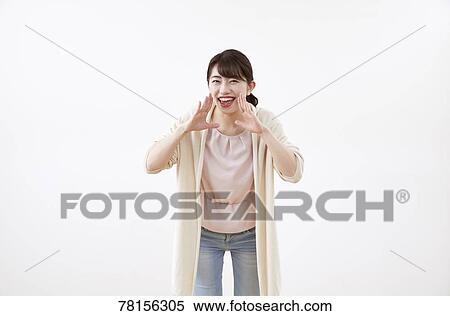 Stock Photography - Japanese woman on white background. Fotosearch