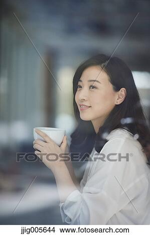 Japanese woman stylish cafe View Large Photo Image Picture - Japanese woman stylish cafe. Fotosearch