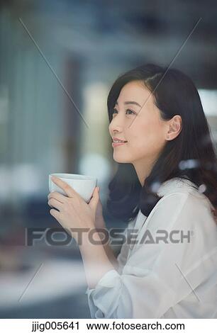 Japanese woman stylish cafe View Large Photo Image Stock Image - Japanese woman stylish cafe. Fotosearch
