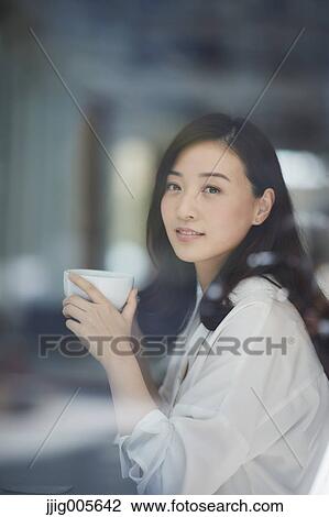 Japanese woman stylish cafe View Large Photo Image Stock Image - Japanese woman stylish cafe. Fotosearch